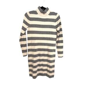 J. Crew Dress Womens Small Turtleneck Sweater Grey Muslin Striped Ribbed Knit